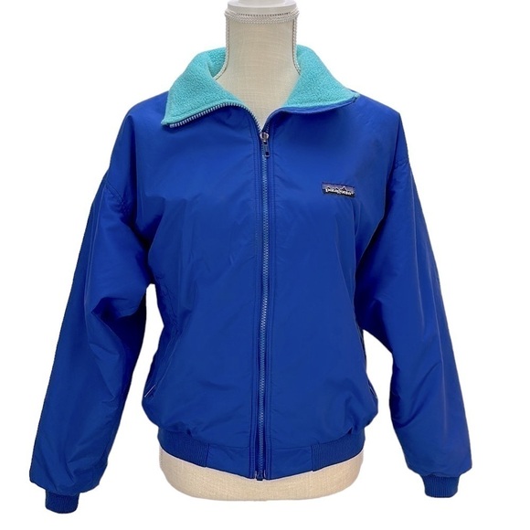 Vintage Patagonia Bomber Jacket Nylon Fleece Lined Size 10 Wind Resistant 80s - Picture 1 of 16